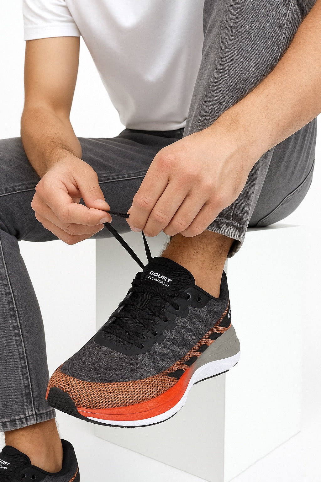 Teni Court Runner Caballero Gris-Naranja  7696J