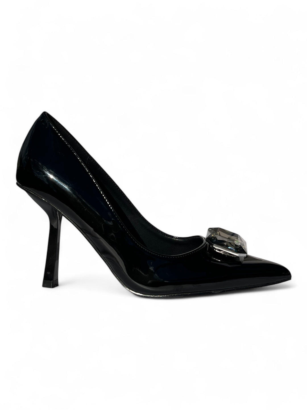 Tacones Charol Negro Cleo Diamante