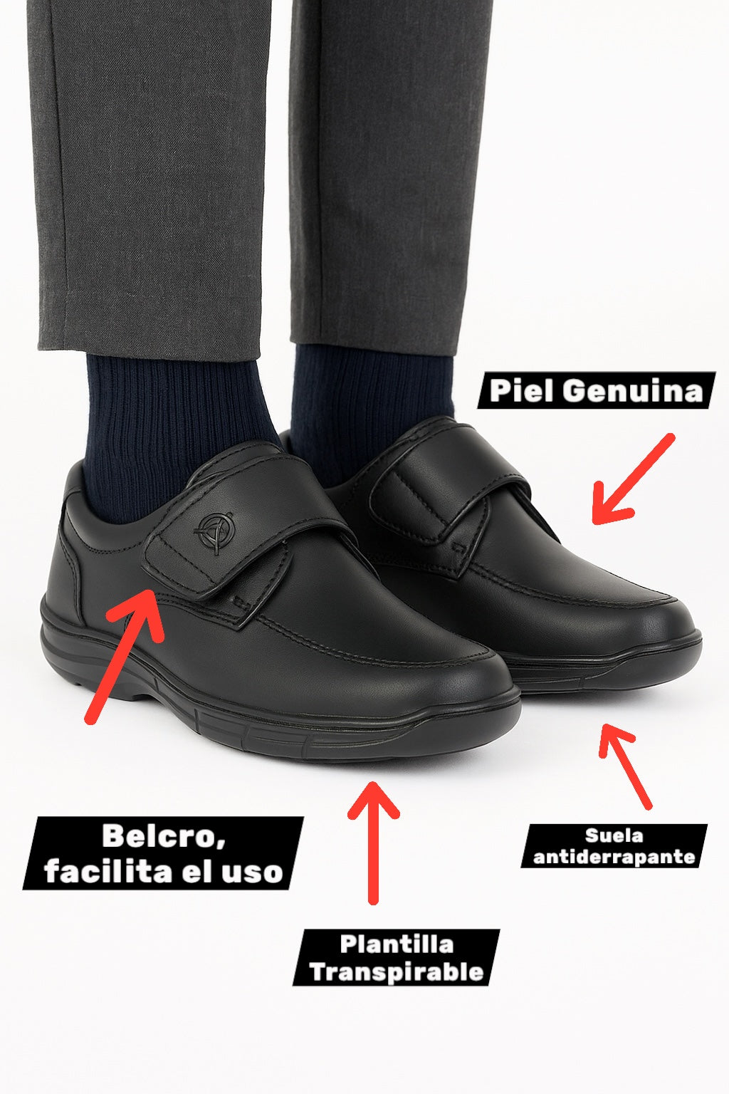 Zapato Escolar Niño 202 Piel Negra Contactel