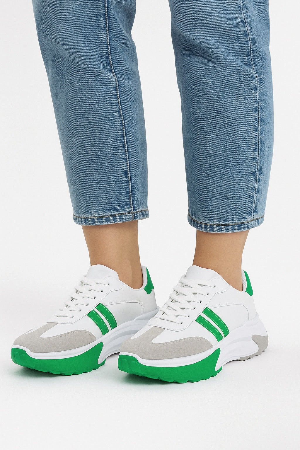 Teni Plataforma Blanco Verde 1040