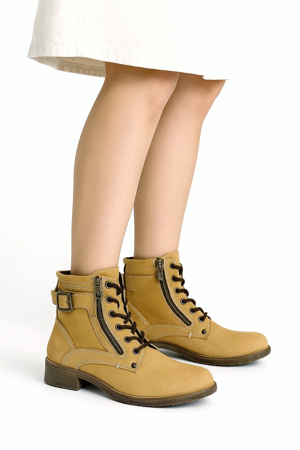 Bota Casual Mujer Piel Miel 6442