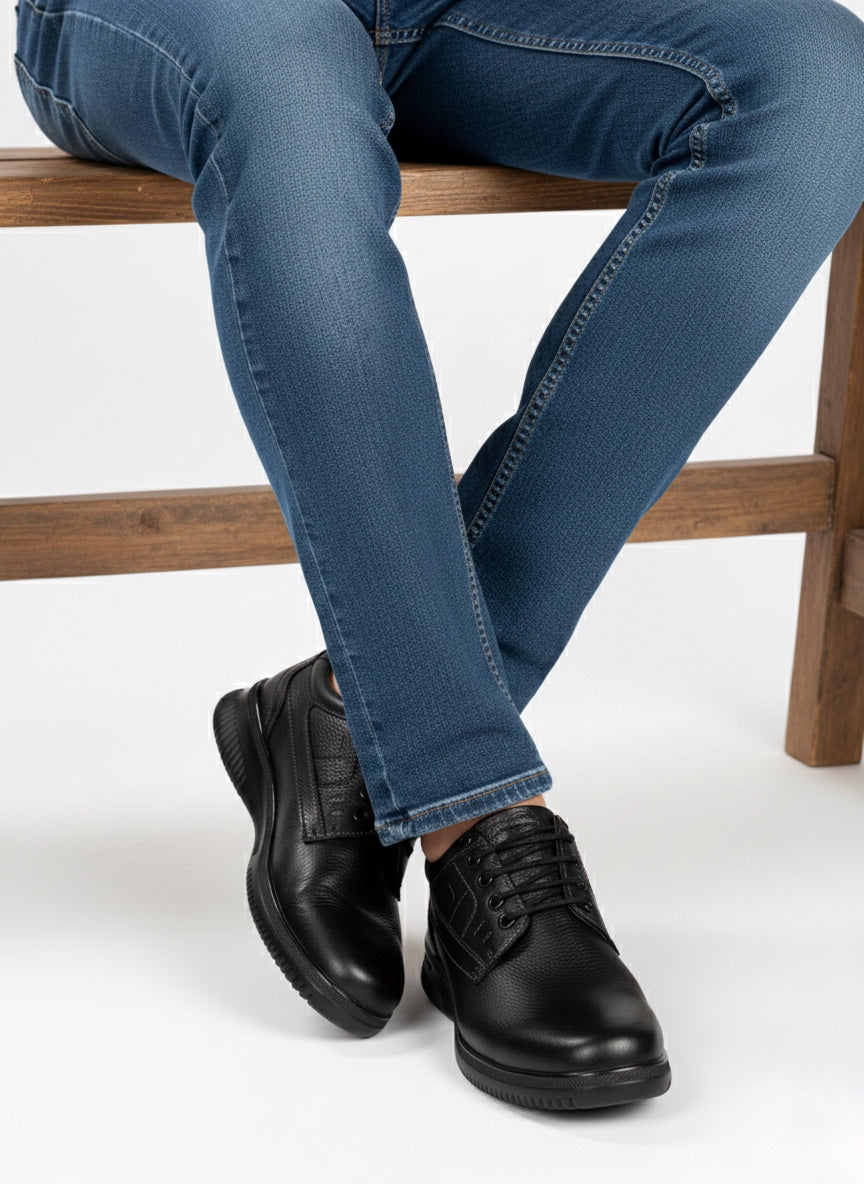 Zapato Casual Caballero Choclo Piel Negra 413