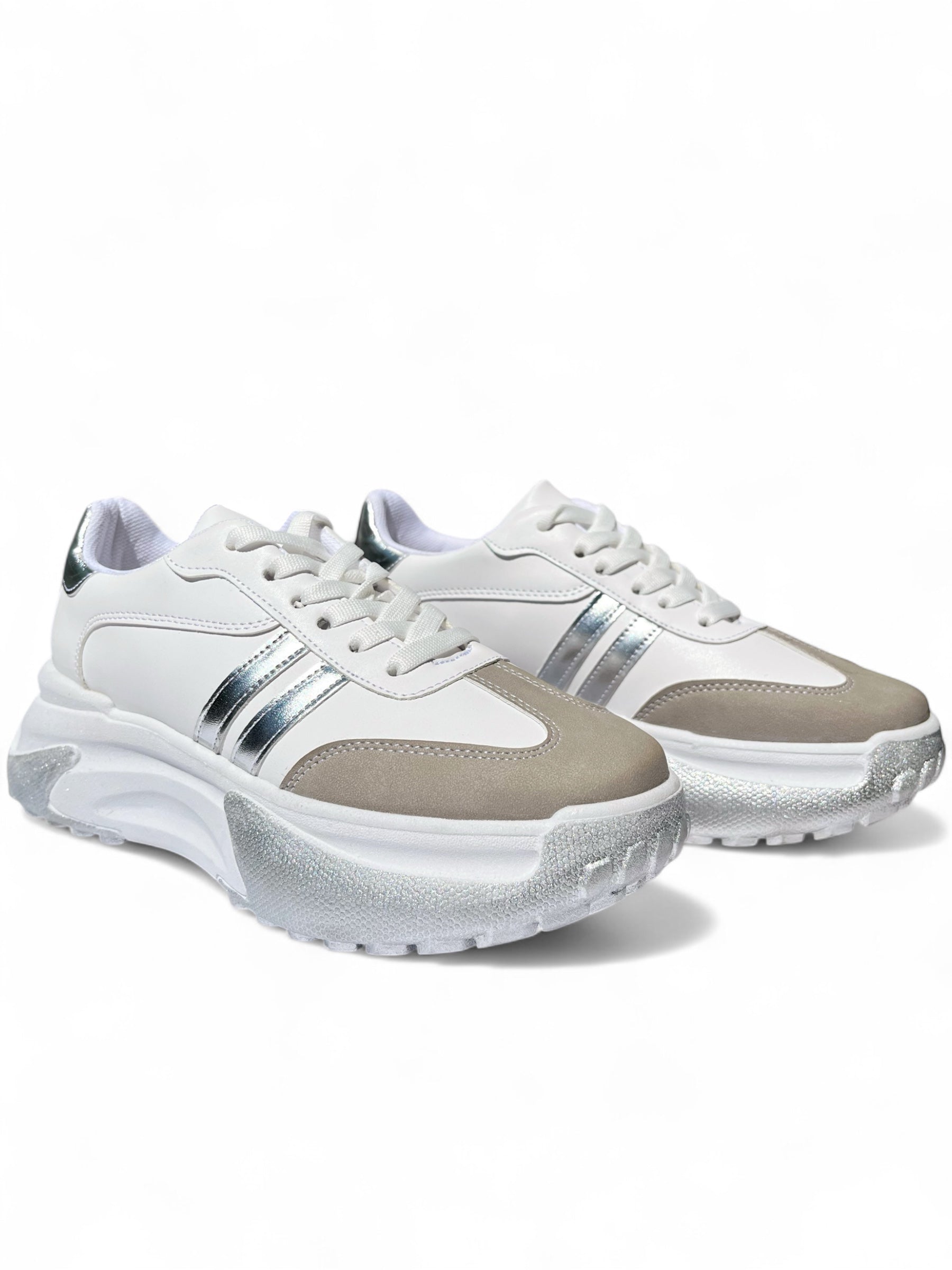 Teni Plataforma Blanco Plata 1040