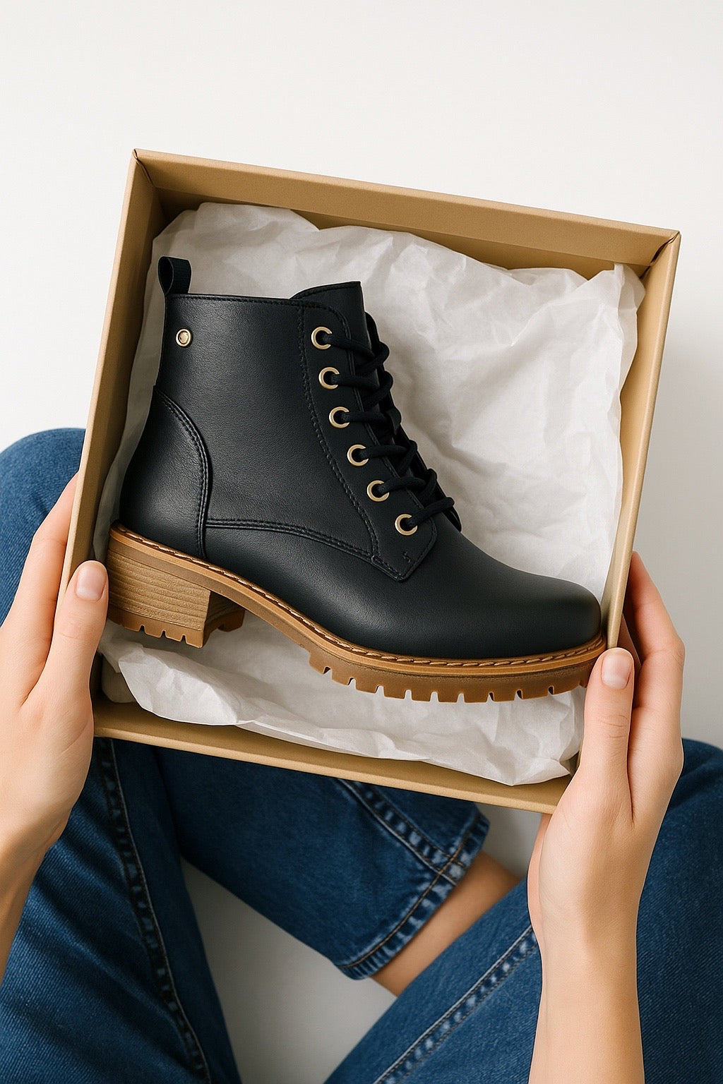 Bota Casual Mujer Piel Negra