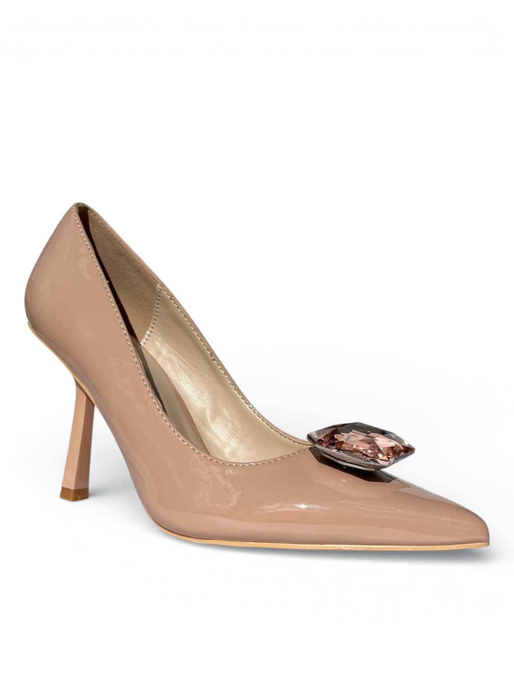 Tacones Charol Nude Cleo Diamante