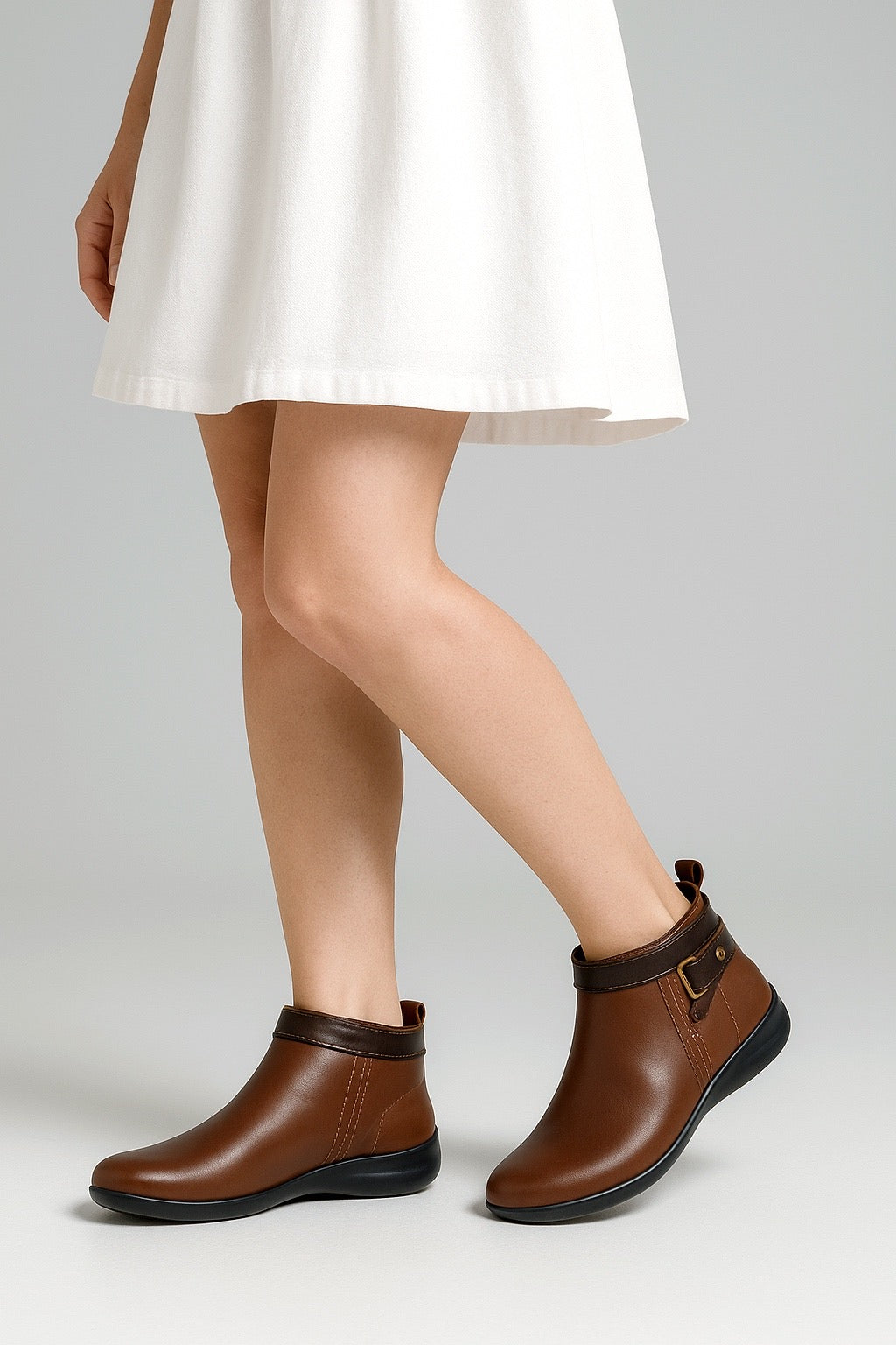 Bota Confort Mujer Piel Café 8030