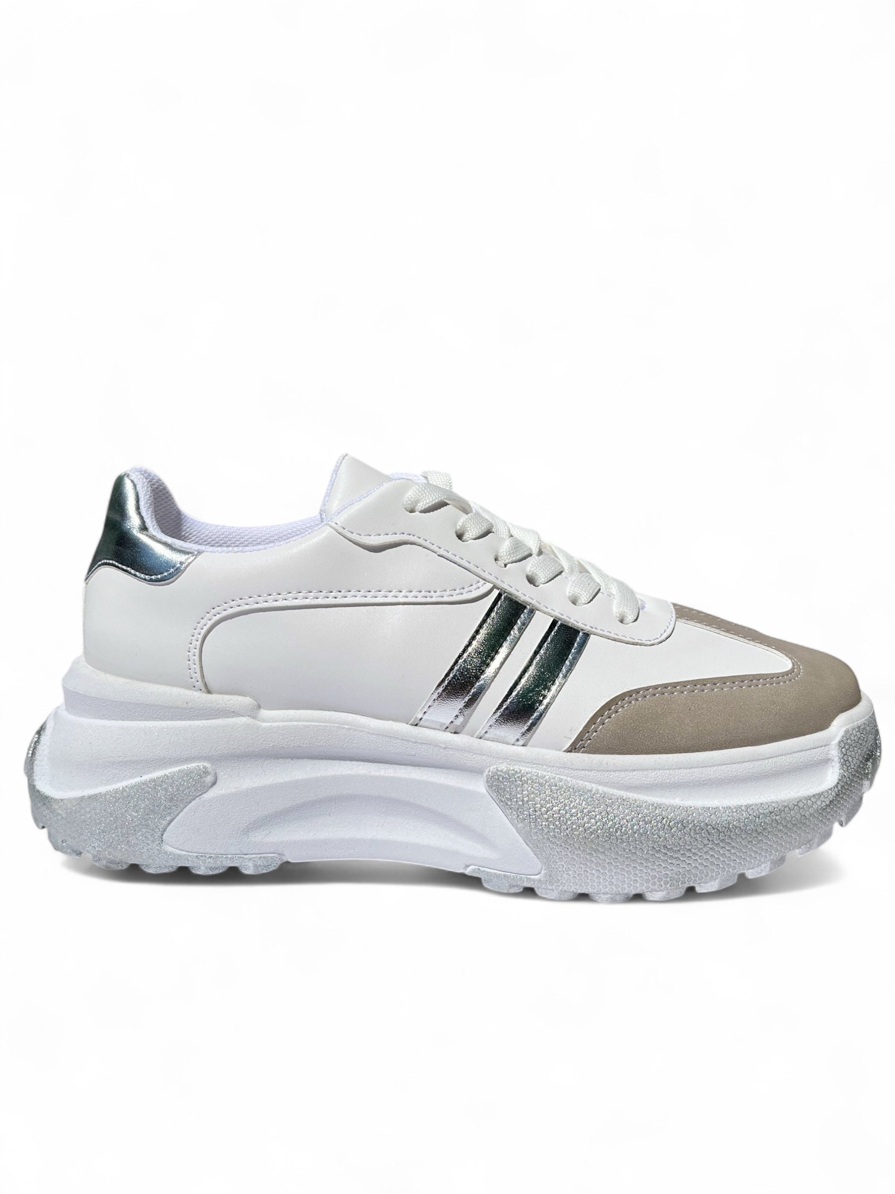 Teni Plataforma Blanco Plata 1040