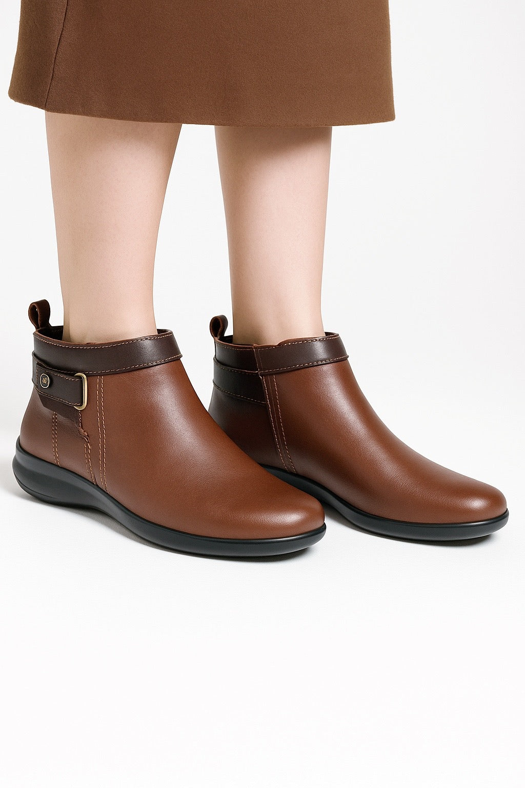 Bota Confort Mujer Piel Café 8030