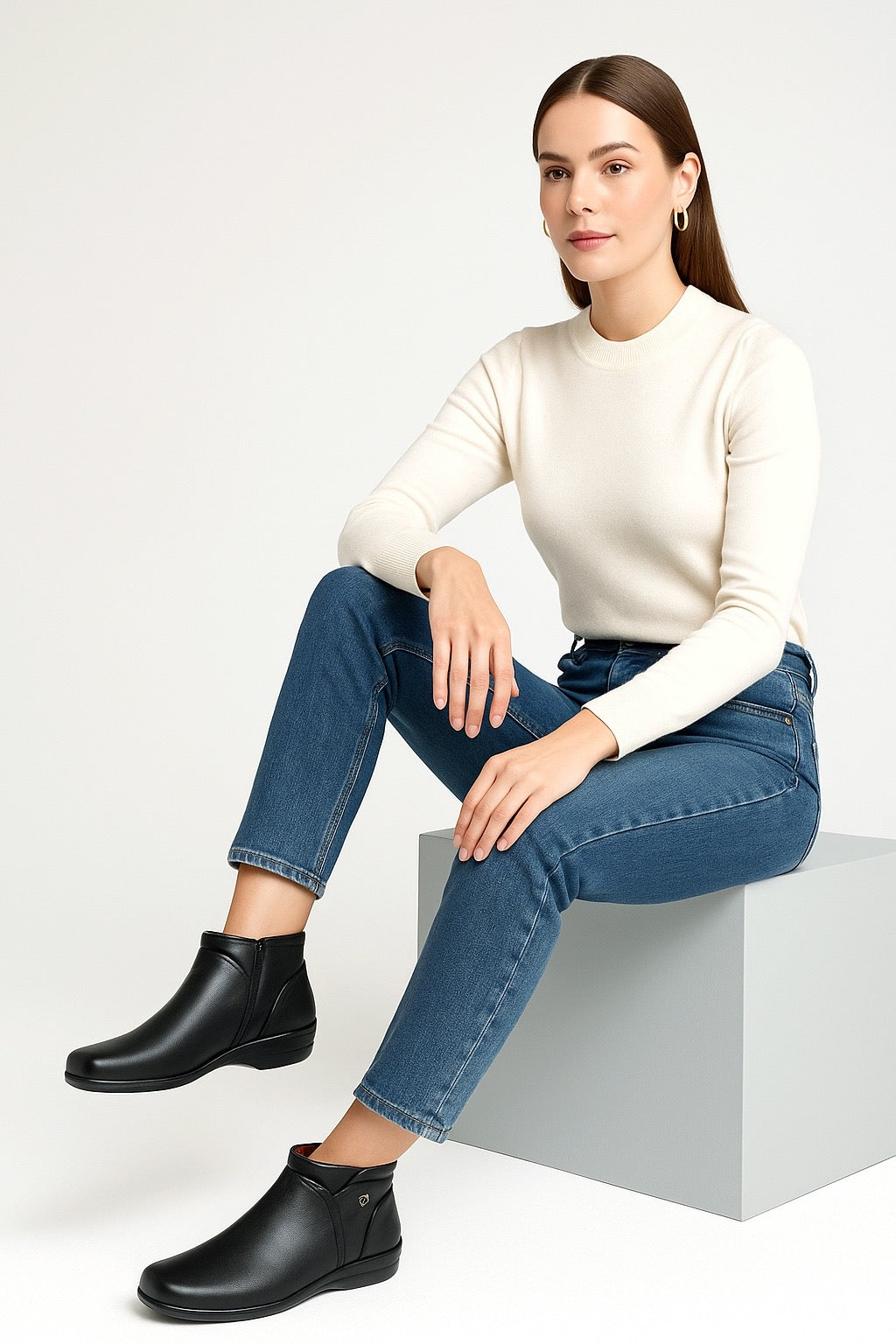 Bota Confort Mujer Piel Negro 8073