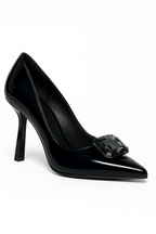 Tacones Charol Negro Cleo Diamante