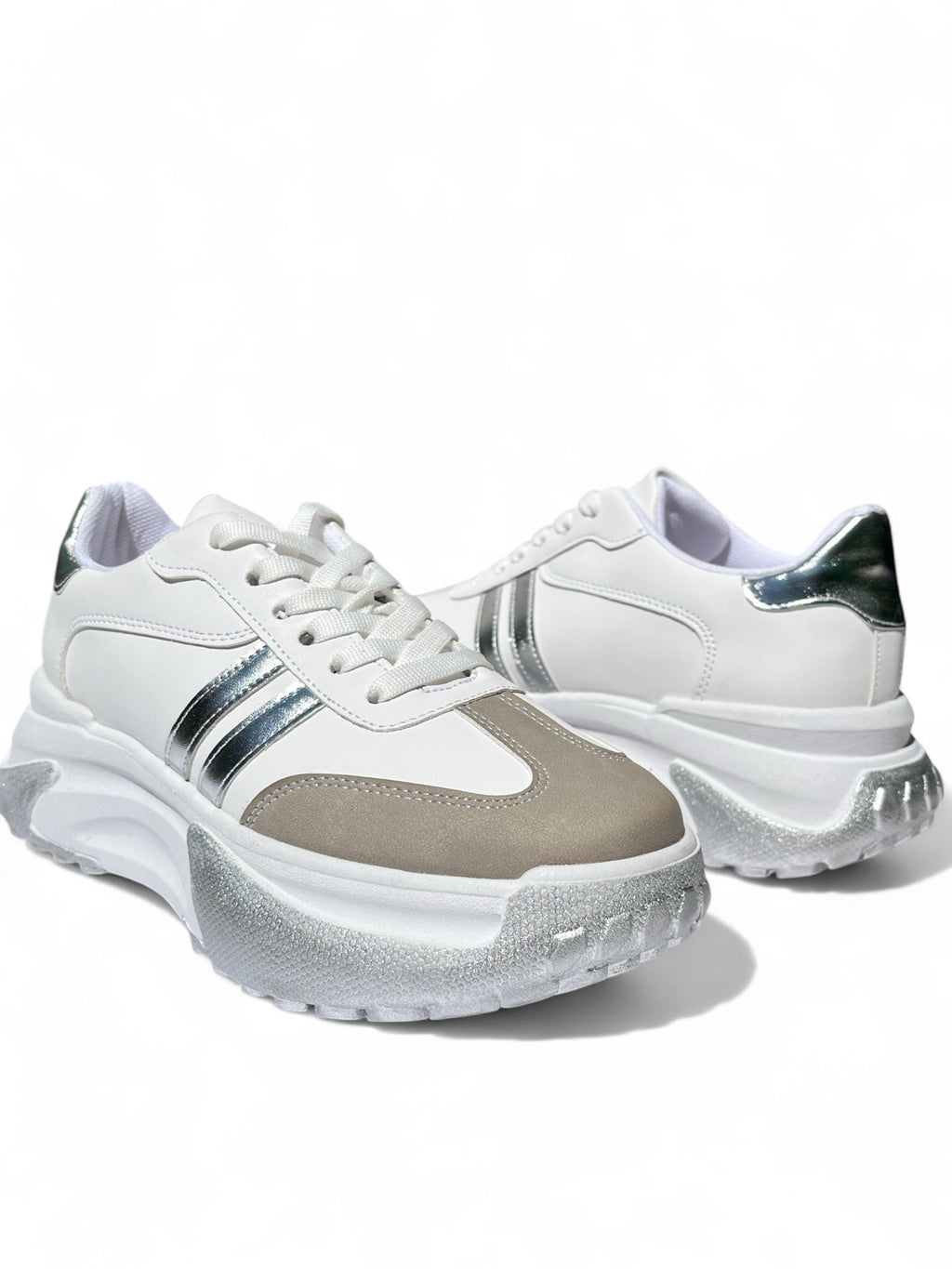 Teni Plataforma Blanco Plata 1040