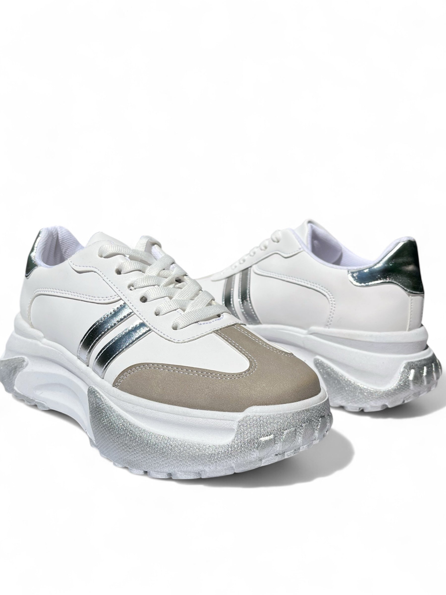 Teni Plataforma Blanco Plata 1040