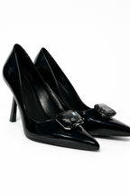 Tacones Charol Negro Cleo Diamante