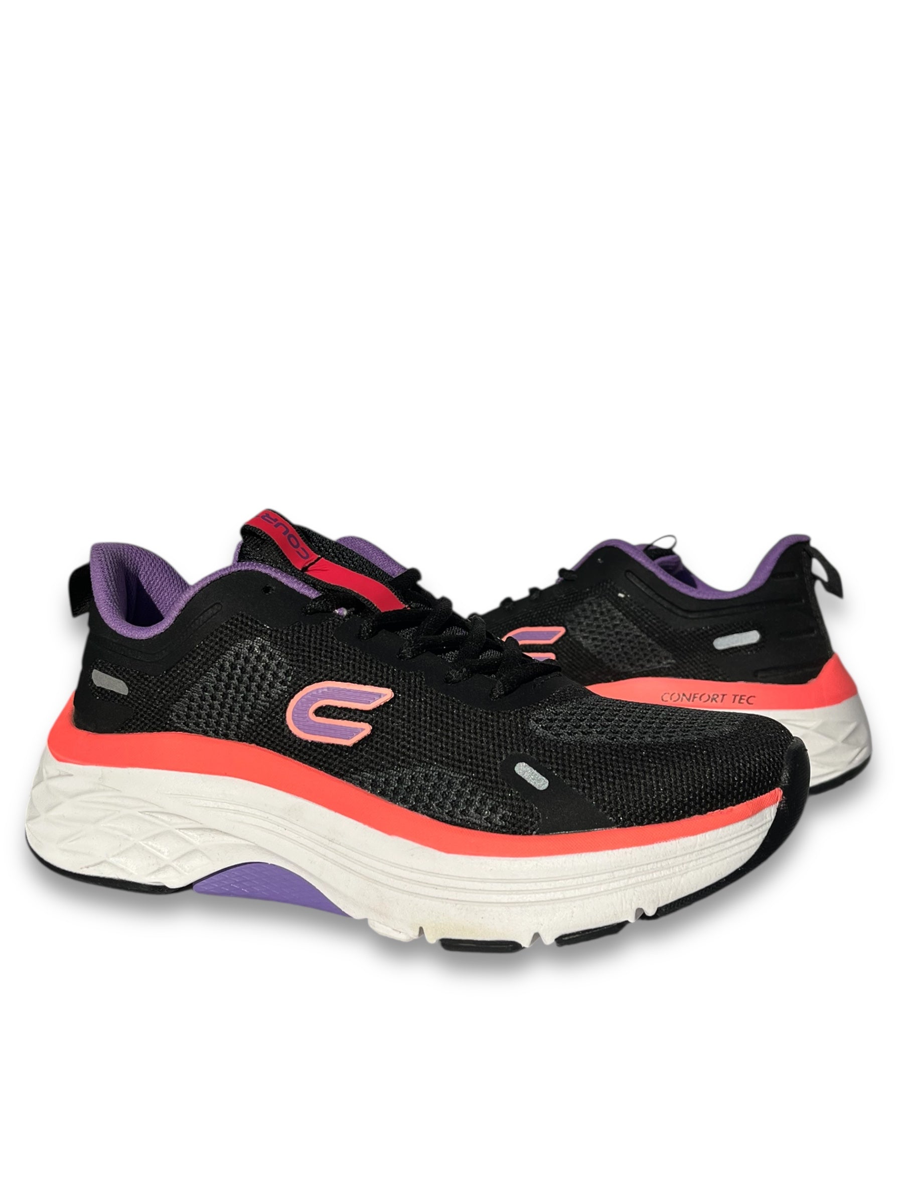 Teni Court Deportivo Dama Negro y Lila A4720J