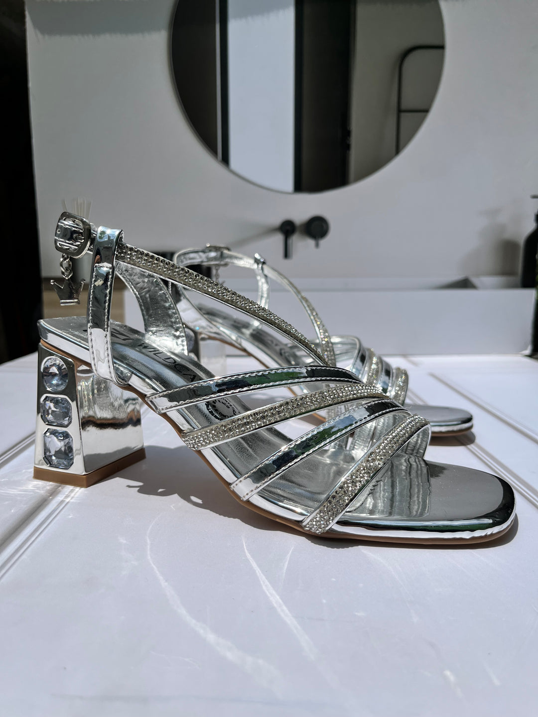 Sandalia Chiara Plata Brillos 8006