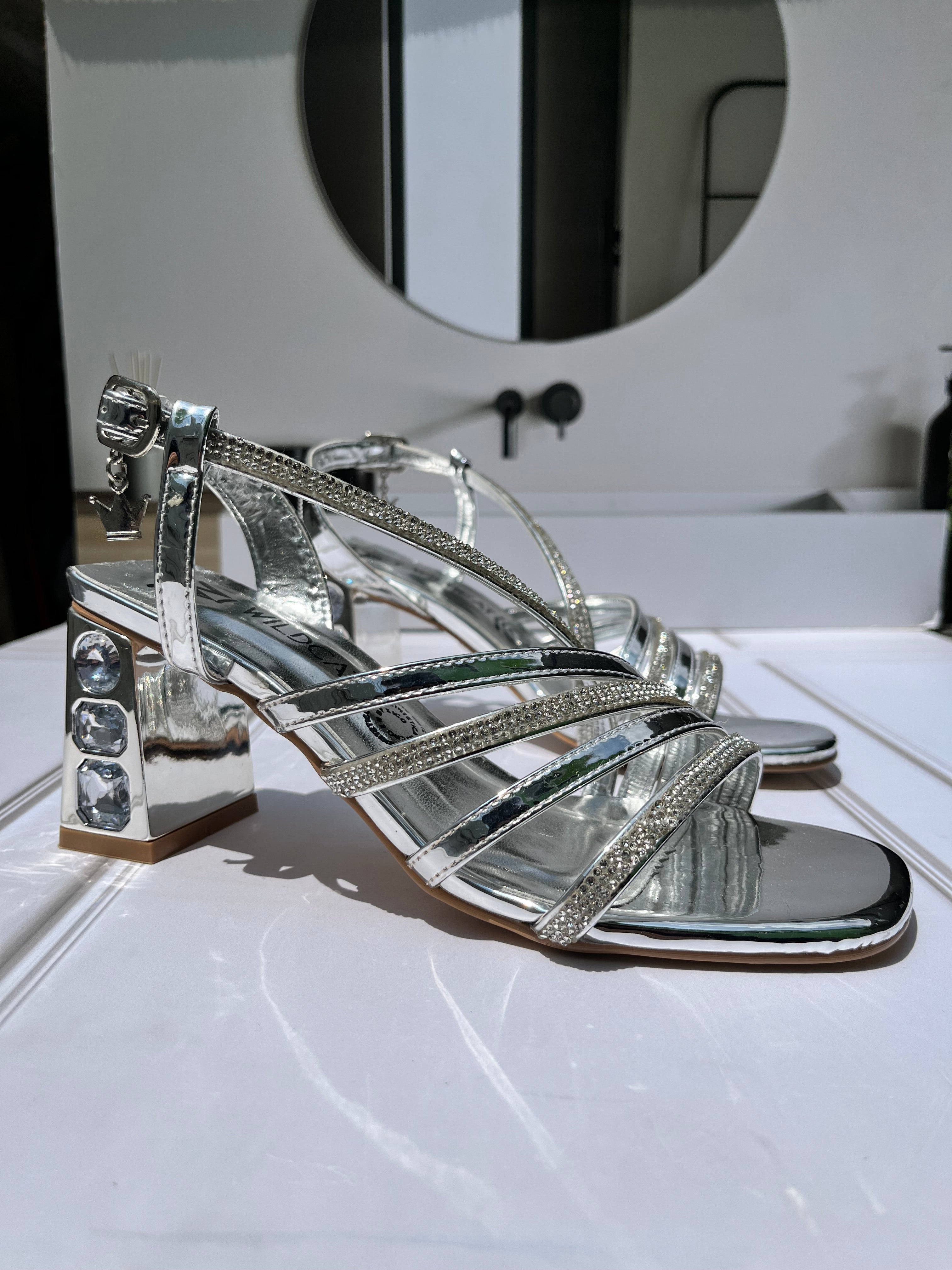 Sandalia Chiara Plata Brillos 8006