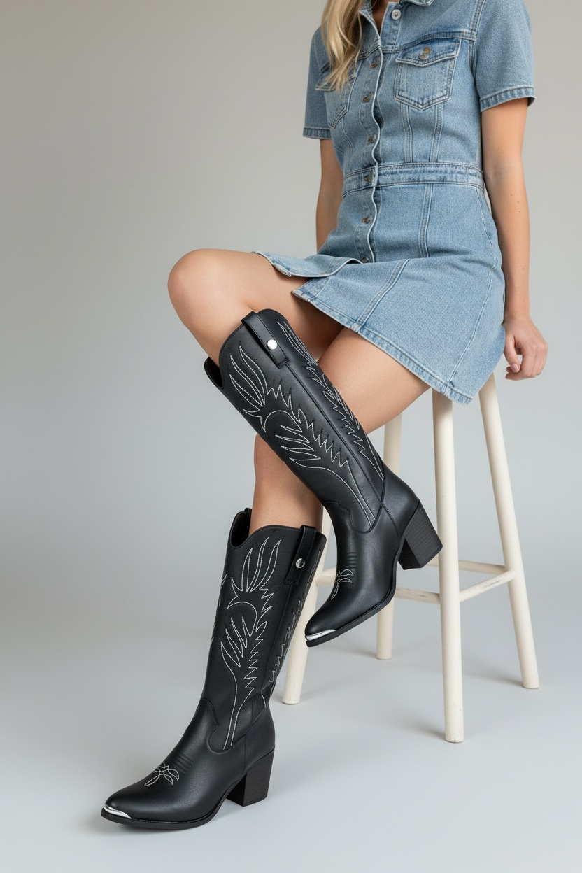 Bota Vaquera Bonnie Negro