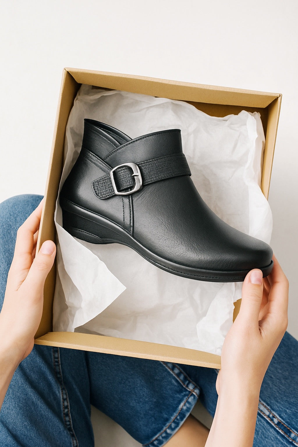 Bota Confort Mujer Piel Negra 8077