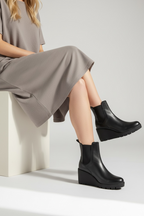 Bota Casual Mujer Negra tacón Puente