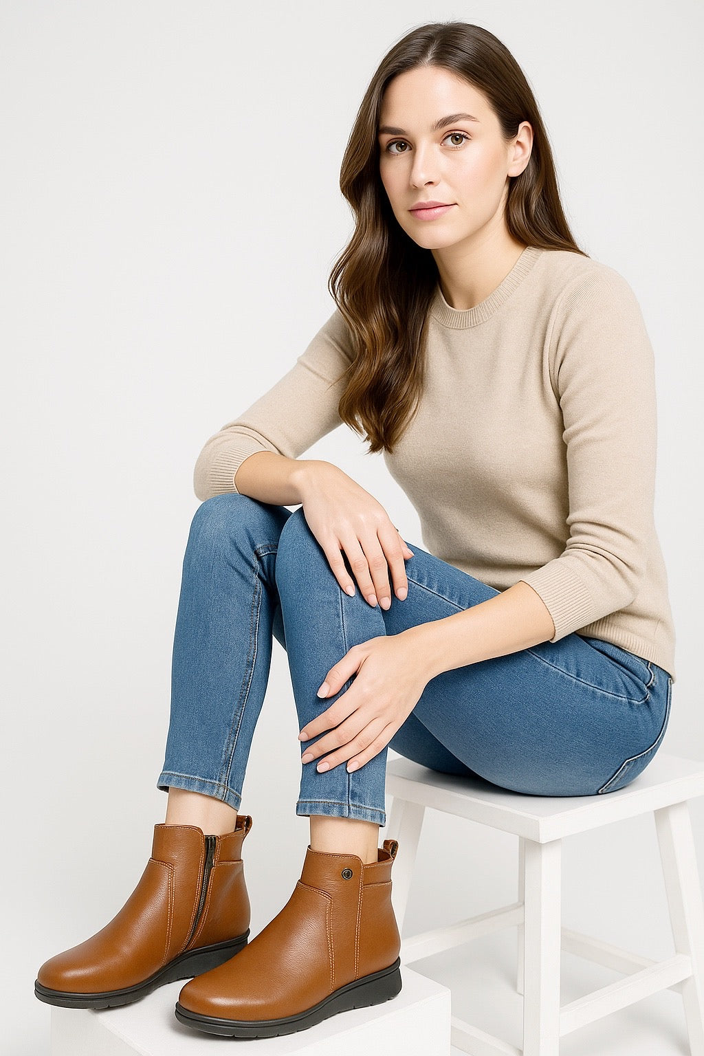 Bota Confort Mujer Piel Café 7462