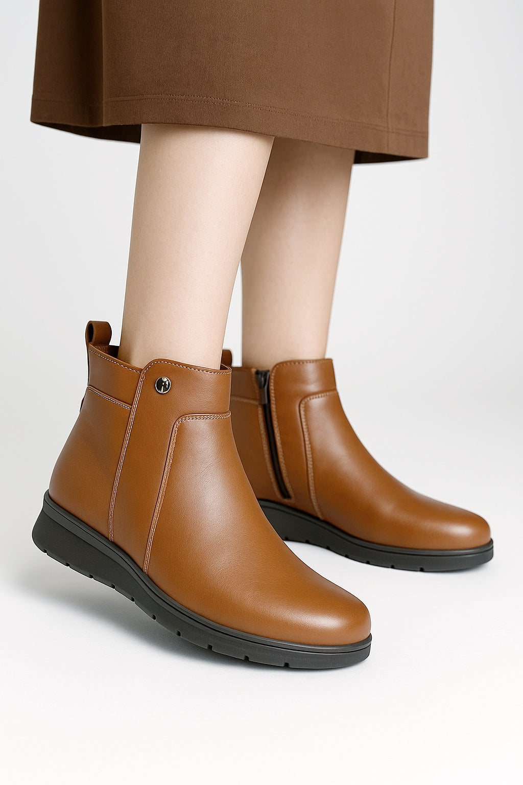 Bota Confort Mujer Piel Café 7462