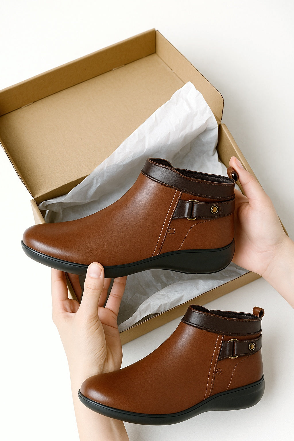 Bota Confort Mujer Piel Café 8030